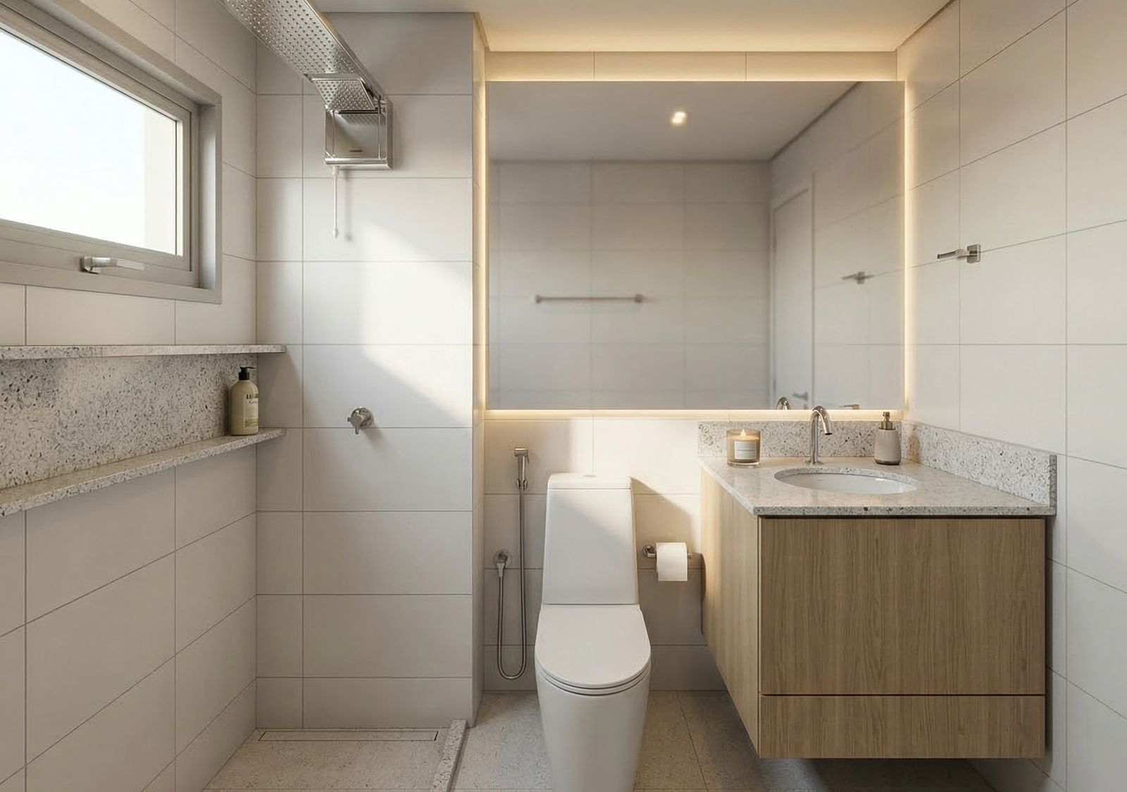 Banheiro do decorado de 74 m², FR. Atlant (imagem ilustrativa)
