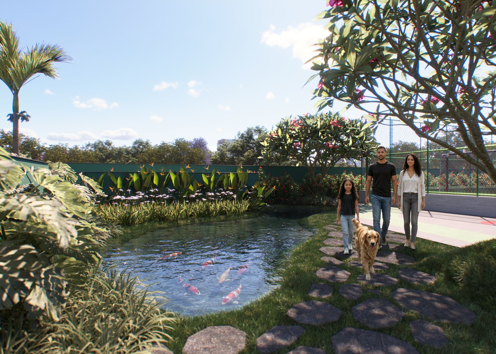Bosque de convivência com lago de carpas do FR. Atlant (imagem ilustrativa)